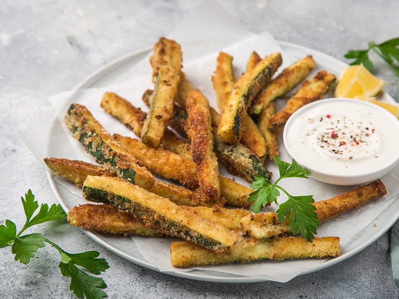 Courgette Fries with Sweet Vinegar Dip